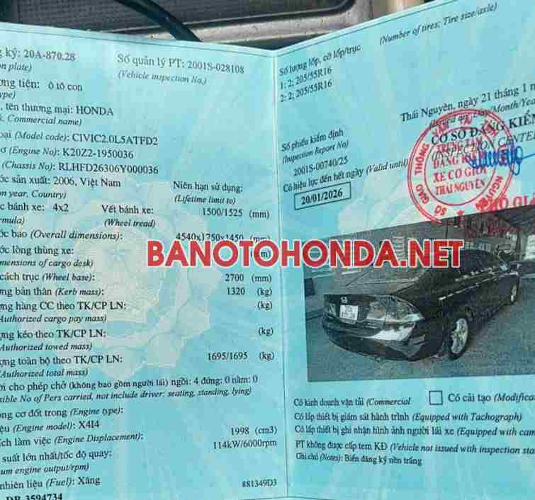 Honda Civic 2.0 AT 2006 Máy xăng, xe đẹp