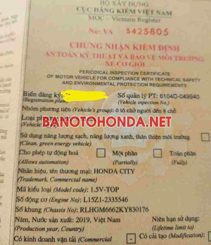 Honda City 1.5TOP 2019 giá cực tốt